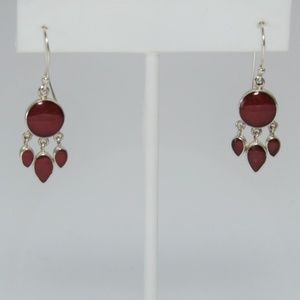 Silver coral drop earrings chandelier